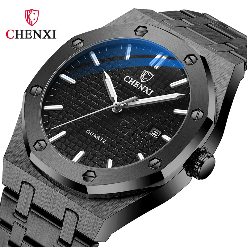 Chenxi CX8248 Stainless Steel Sport Wristwatch Men Luminous Wristwatch (Black)